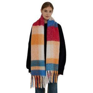 7116 Womens Scarf Winter Colorful Checked Blanket Long Thick Warm
